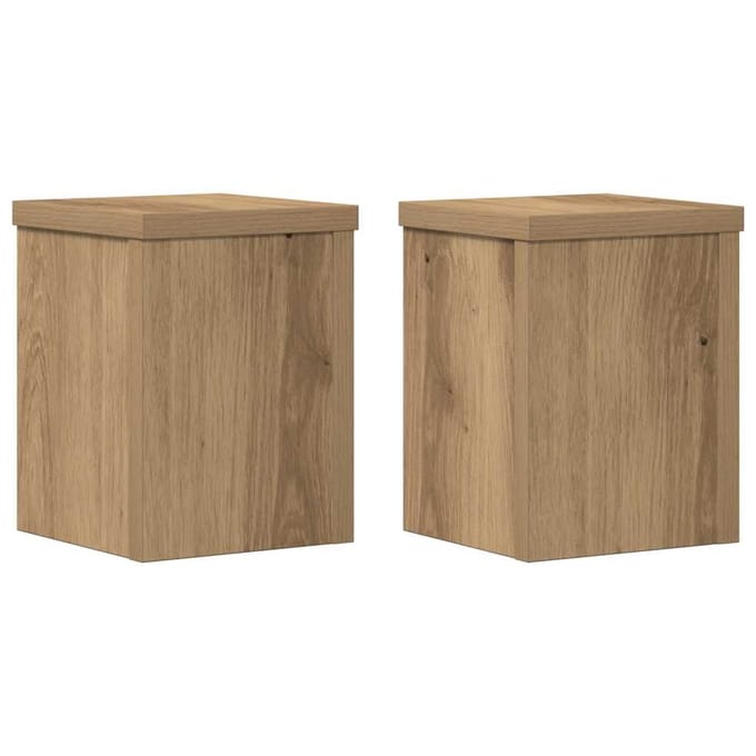 vidaXL - Plantenstandaards - 2 - st - 15x15x20 - cm - hout - artisanaal - eiken