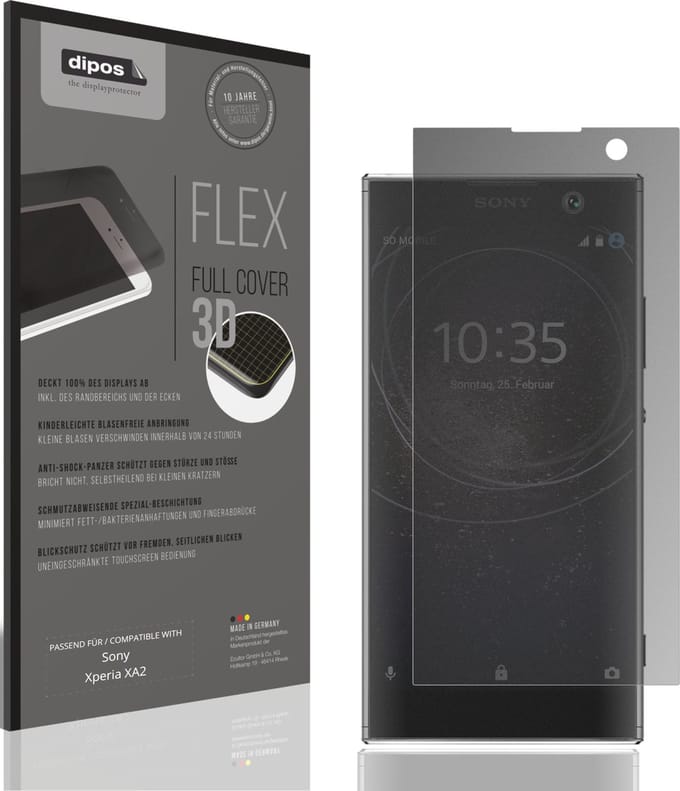 dipos FLEX – Matte Privacy Screenprotector geschikt voor Sony Xperia XA2 | Volledige Schermbescherming | Case-Friendly