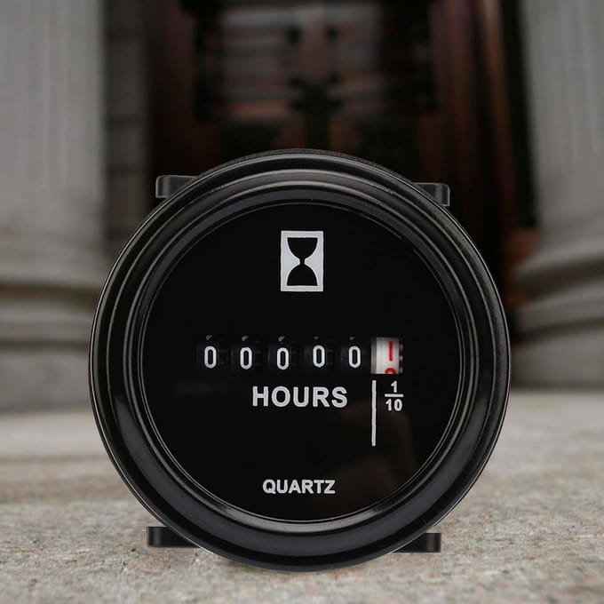 Compteur horaire à quartz 680 V CA/CC 99 999,9 heures pour moteur et générateur black