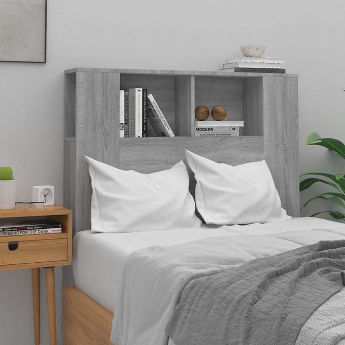 vidaXL - Hoofdbordkast - 100x18,5x102,5 - cm - grijs - sonoma - eikenkleurig