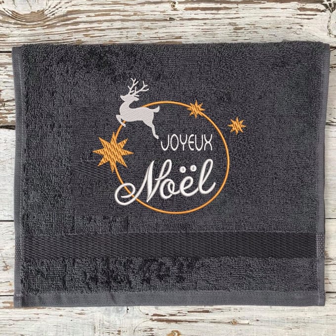 Gastendoek - Joyeux Noël - Grijs