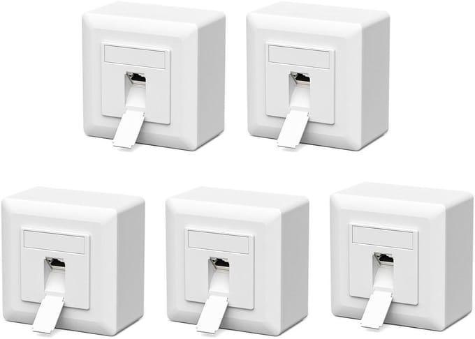 Netwerkdoos Cat7 - LAN-stopcontact Netwerkdoos - Internet Aansluiten - Volledig Afgeschermd - 1 Poort - Wit