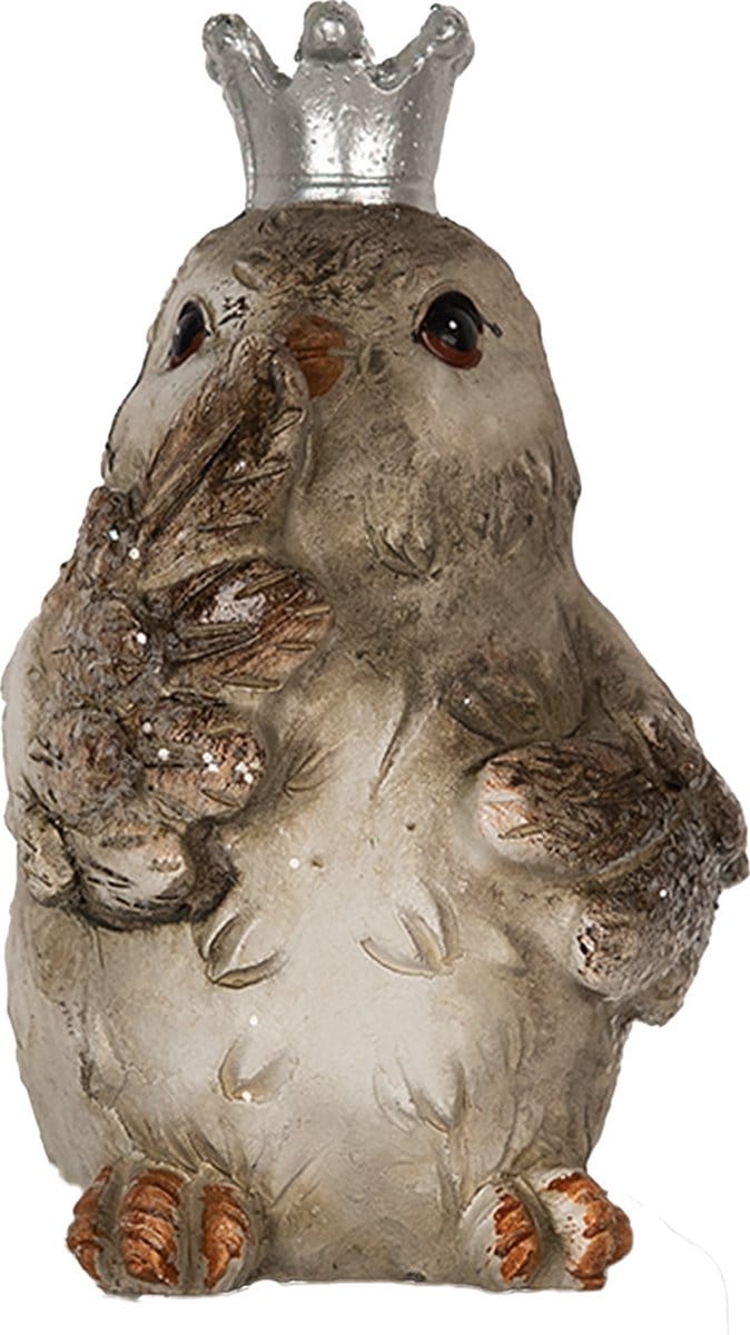 Clayre & Eef Decoratie Beeld Vogel 9 cm Beige Polyresin