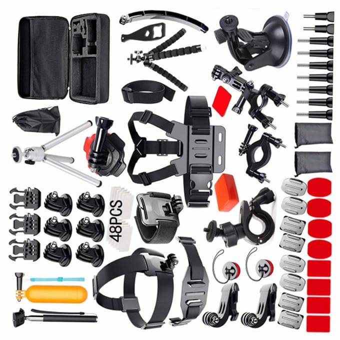 120 in 1 Actiecamera Accessoires Kit Sportcamera Accessoires Set met Draagtas Vervanging voor GoPro Hero 12 zwart