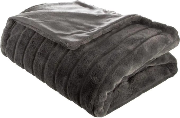Atmosphera Plaid/deken Manoir - donker grijs - 180 x 230 cm - polyester - sprei