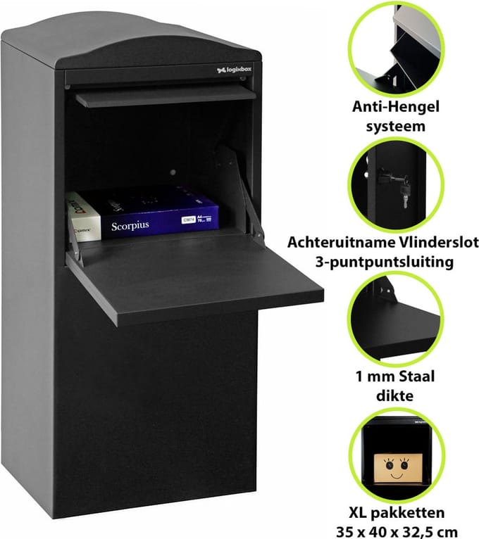 Pakketbrievenbus Frontbox Achteruitname Uni-Stardust Graphitgrey-> GEEN Bouwpakket --