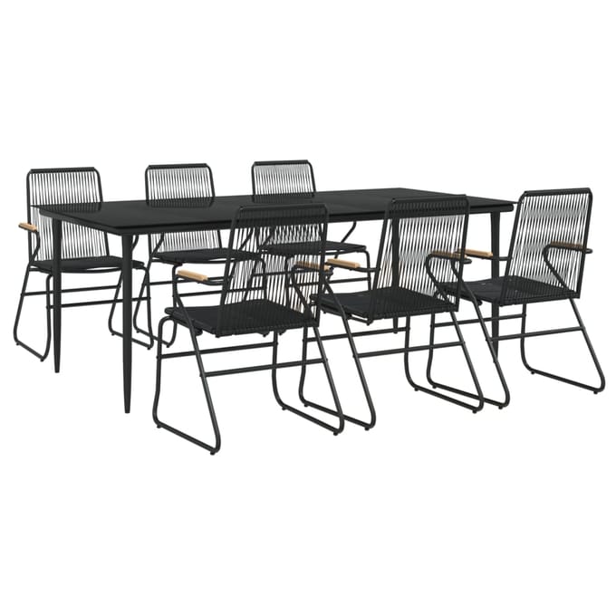 vidaXL - 7-delige - Tuinset - PVC-rattan - zwart
