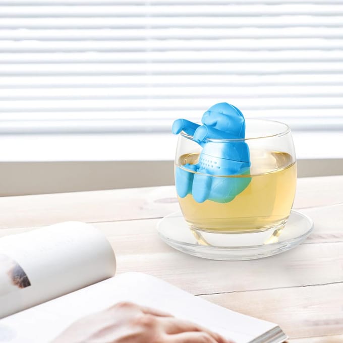 Ottervormig Theefilter Schattig Siliconen Theezeefje Herbruikbare Thee-infuser blue
