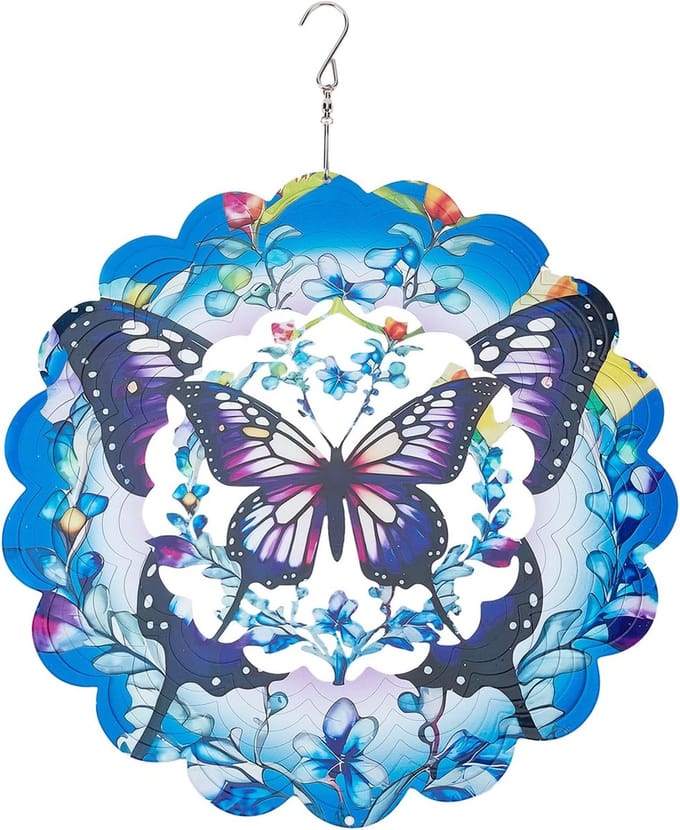 Vlinderwindspinner - Spinner van roestvrij staal - Tuindecoratie - 360 graden rotatie - 30 cm diameter - Multicolor
