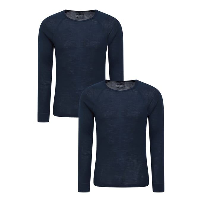 Mountain Warehouse Heren Merino Wol Base Layer Top (Set van 2) (Marine)
