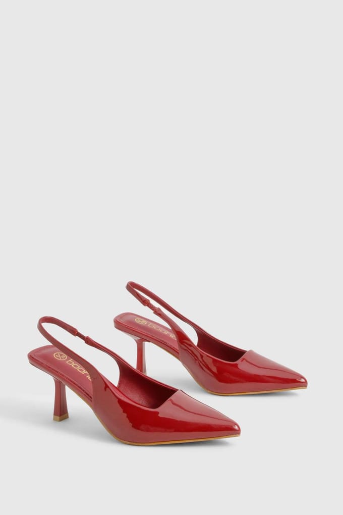 boohoo Dames Low Stiletto Slingback Court-schoen | Red | Maat: 8