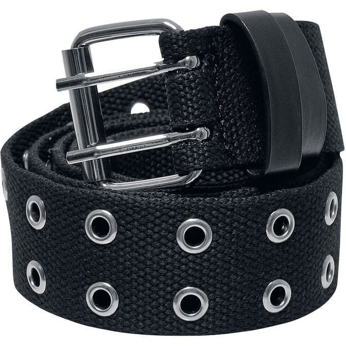 Urban Classics Polyester Eyelet Unisex Riem - zwart/zilverkleurig - L-XL