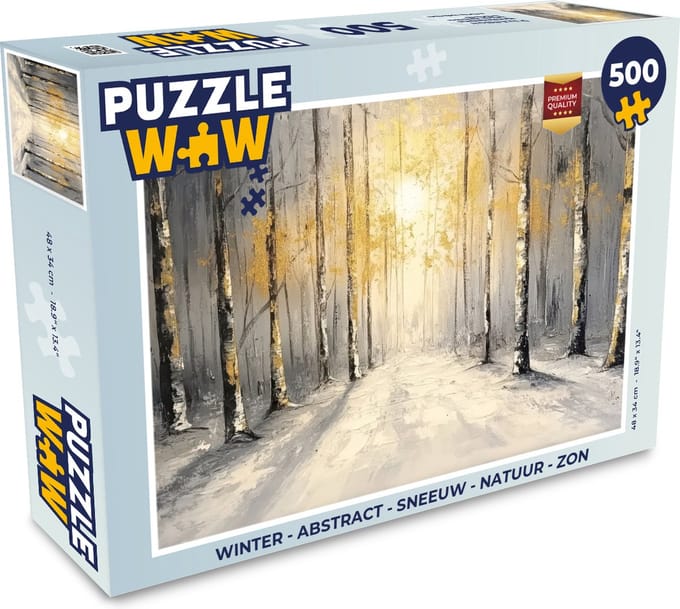 Puzzel Winter - Abstract - Sneeuw - Natuur - Zon - Legpuzzel - Puzzel 500 stukjes