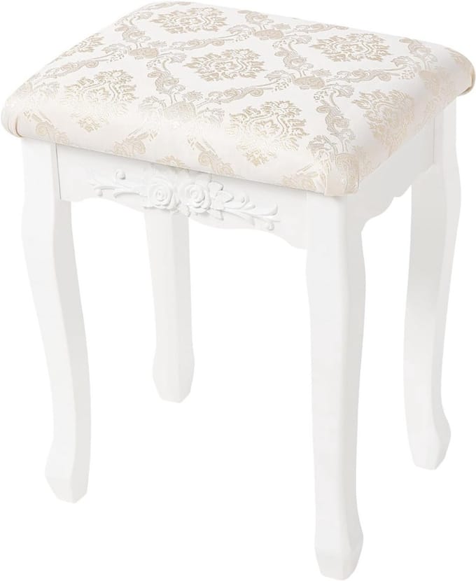 Thuys – Kaptafel Stoel – Make Up Kruk – Krukje – 50cm x 40cm x 30cm – Beige