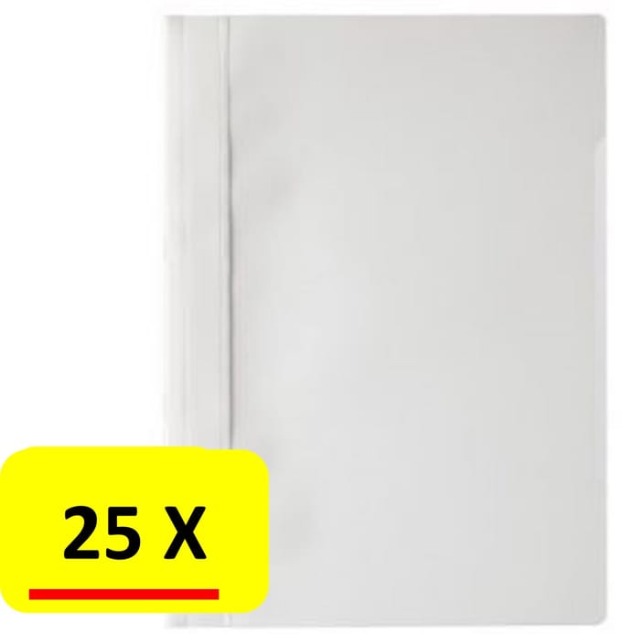 25 x Snelhechtmap ProOffice - Bestekmapjes - A4 - PP - wit