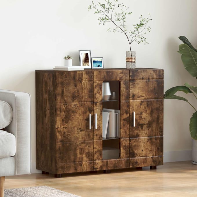 vidaXL - Houten - Kast - Rook - Eiken - Bewerkt - hout