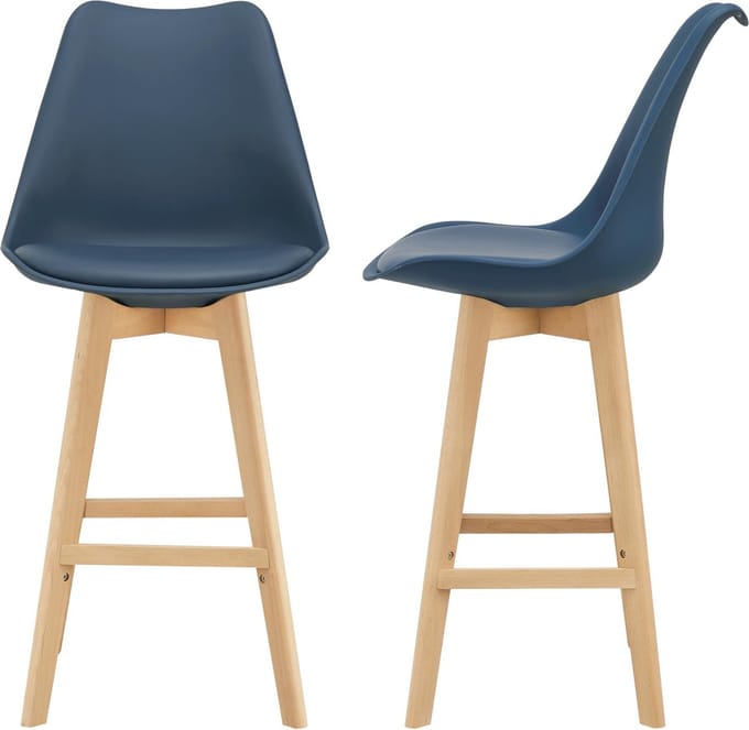 Barkruk set van 2 kunstleer en beuken 105x48x58 cm blauw