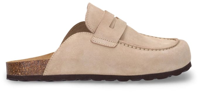 Manfield - Dames - Beige suède clogs - Maat 37