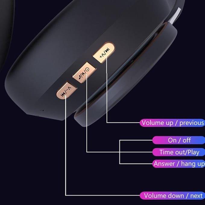 Écouteurs Bluetooth sans fil pliables, casque d'écoute stéréo 3D, réduction du bruit, écouteurs de jeu avec micro bleu