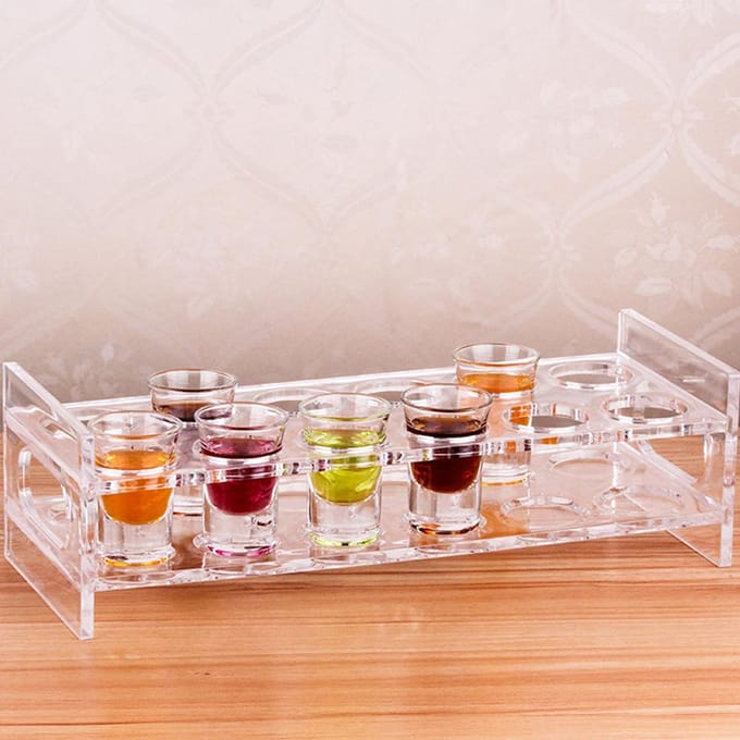 Desktop 2 Rijen 12 Flessen Wijn Glazenrek Glas Houder Display Plank Organizer 2 Rijen x 6 Gaten beige