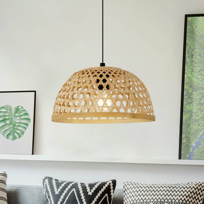 EGLO Claverdon Hanglamp - 1 lichts - Ø37 cm - E27 - Zwart/Bruin