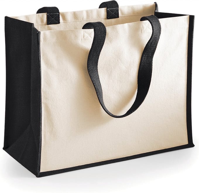 Westford Mill Printers Jute Classic Shopper WM422 - Black - 42 x 33 x 19 cm