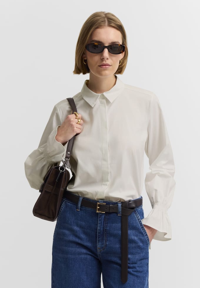 Bugatti Damen Blouse van katoen en lyocell met lange mouwen