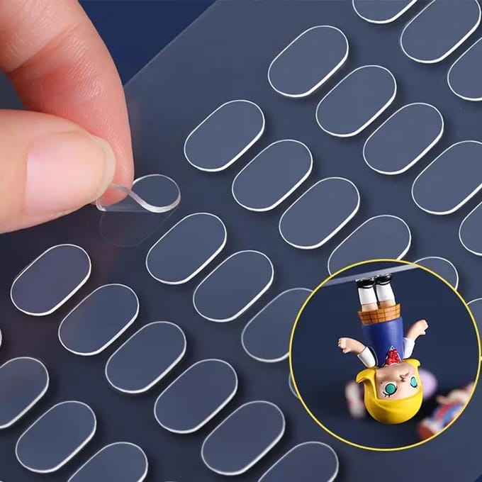 60 pièces Pâte à Fixer Transparente, Pastilles Adhésives Acryliques Sans Traces pour Poupées & Usage de Bureau gray