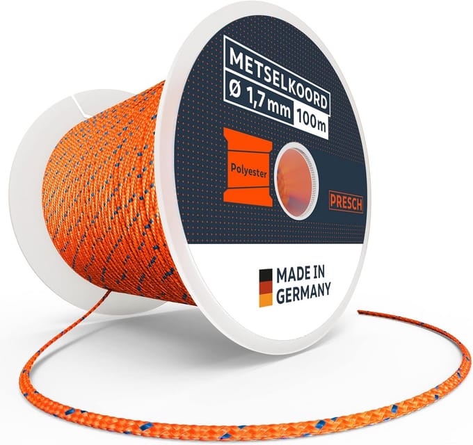 Duurzaam Polyester Metselkoord 100m - Scheurvast Bouwlijn met Spoel