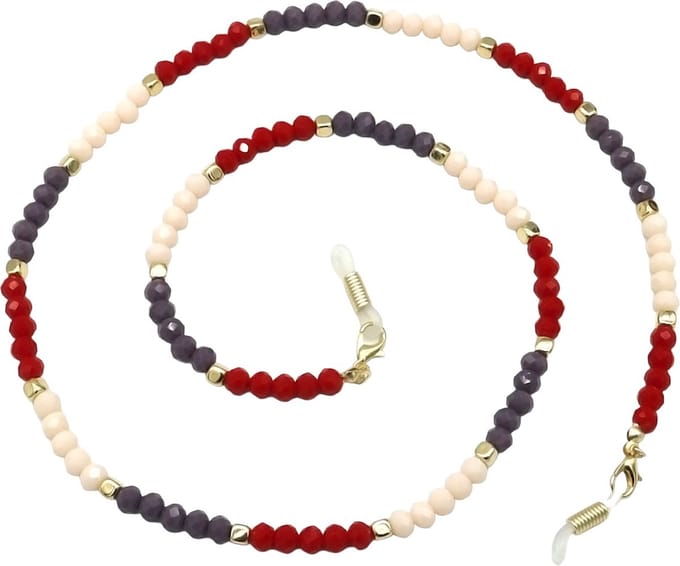 Brillenkoord met Glaskralen - Ketting voor Zonnebril - Rood