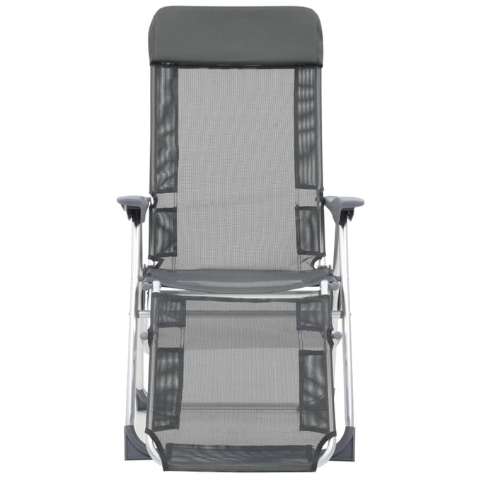 vidaXL - Campingstoelen - met - voetensteun - 2 - st - inklapbaar - textileen - grijs