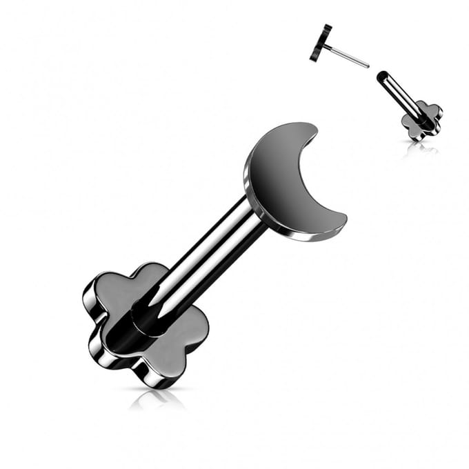 Piercing titanium push in maantje 1.2x8 - zwart - LMPiercings