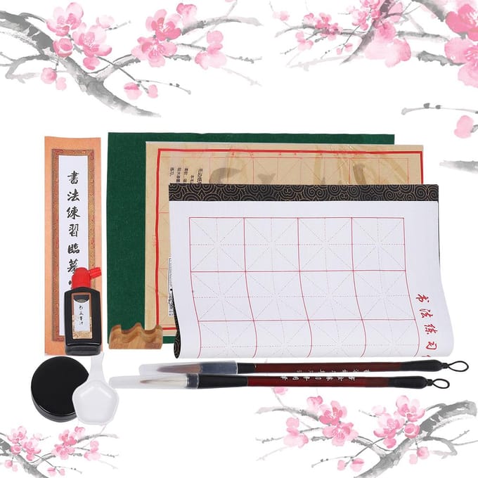 Kalligrafie Set Penselen Wolven Penselen Herhaald Gebruik Studenten Oefenen Water Schrijfdoek beige