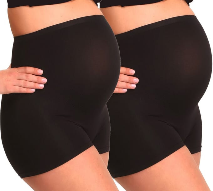 Mamsy - 2-Pack Seamless zwangerschaps Boxershort met shapewear effect - Zwart- XS/S