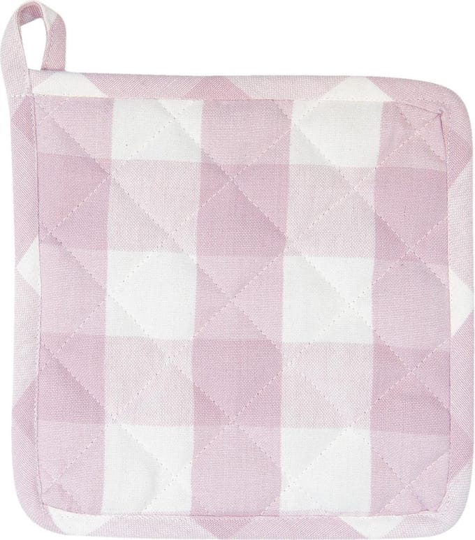 Clayre & Eef Pannenlap 20*20 cm Roze Katoen ruit Vierkant Afgiet Pannenlap Afgiethulp Pannelap
