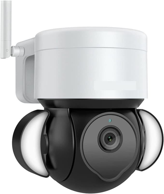 Beveiligingscamera Buiten - Zonnecamera Slim - Huisbewaking Buiten - Dubbele Schijnwerper - 3MP Resolutie - Wit
