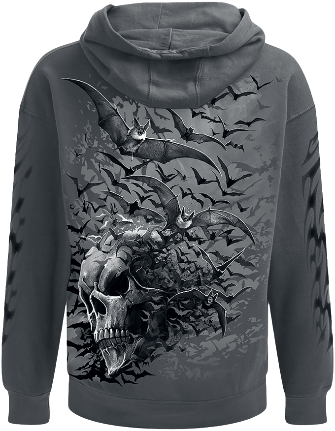 Spiral - Gothic Trui met capuchon - Bat Skull - M tot XXL - voor Mannen - grijs