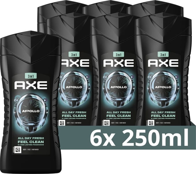 Axe 5-in-1 Douchegel - Apollo - 6 x 250 ml - Voordeelverpakking