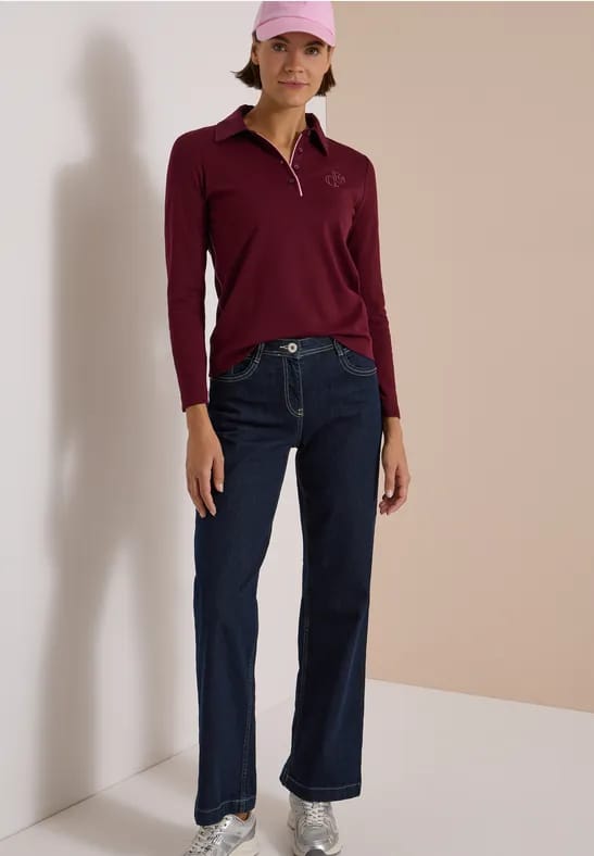 Poloshirt met lange mouwen en knopen