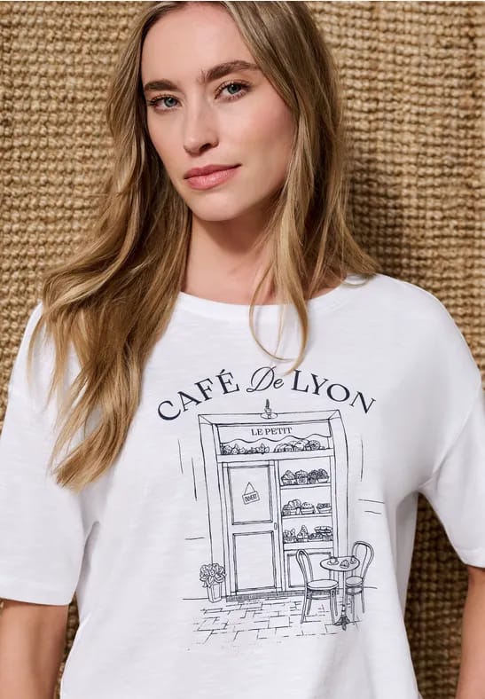 Shirt met ronde hals en opdruk aan de voorkant