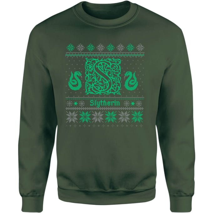 Harry Potter Slytherin Christmas Christmas Jumper - Green - XL