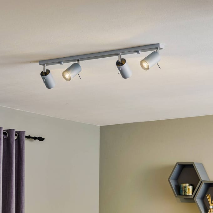 SOLLUX LIGHTING Plafondspot Round, grijs, 4-lamps lineair