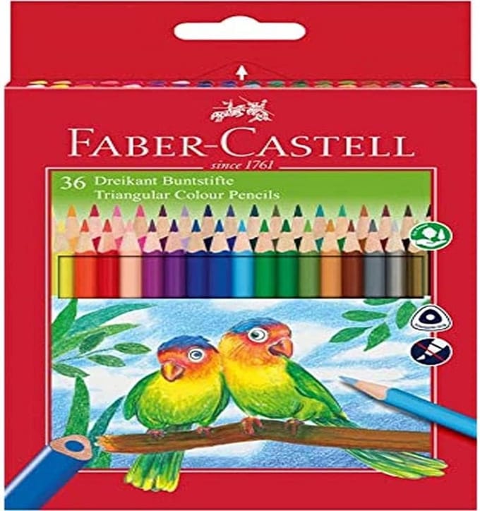 Set van 36 Driehoekige Kleurpotloden met FSC Hout en Breukvaste Stift