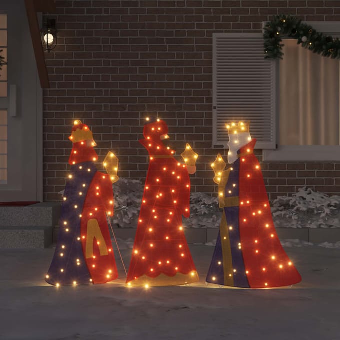 vidaXL 3 Wijze Mannen Kerstverlichting 3 st LED's Warmwit 105 cm