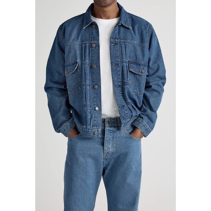 Mud Jeans Benny Denim Jacket Medium Stone Größe: S | Jeansjacken Outlet | Herren | Blau