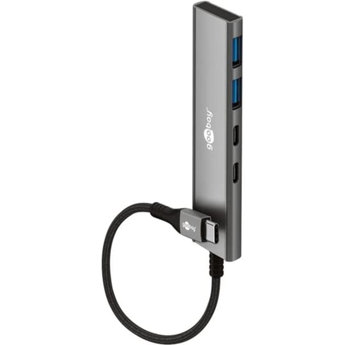 Goobay USB hub (USB-C) | 2x USB-A + 2x USB-C | USB3.0 5 Gbps | aluminium | 0,10 meter