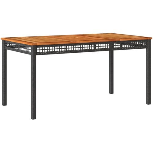 vidaXL - Tuintafel - 140x80x75 - cm - poly - rattan - en - acaciahout - zwart