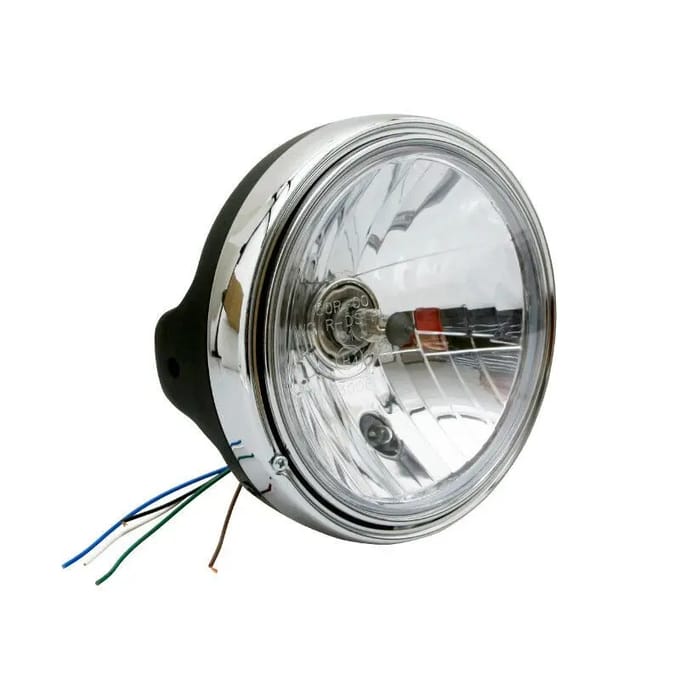 Motorfiets koplamp met gladde optische behuizing h4 lamp + positielicht Avoc Guzzi Homologue CE
