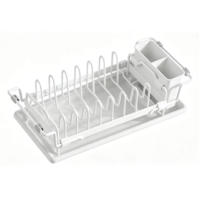 Uitschuifbaar Afdruiprek Multifunctioneel Afdruiprek Keuken Organizer Plank met Bestekhouder voor Kleine Ruimtes gray