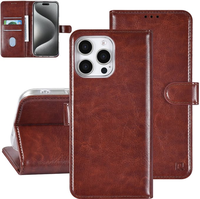 TUNIQ telefoonhoesje voor Apple iPhone 16 Pro Max - Boekmodel voor 3 pasjes - Magneetsluiting